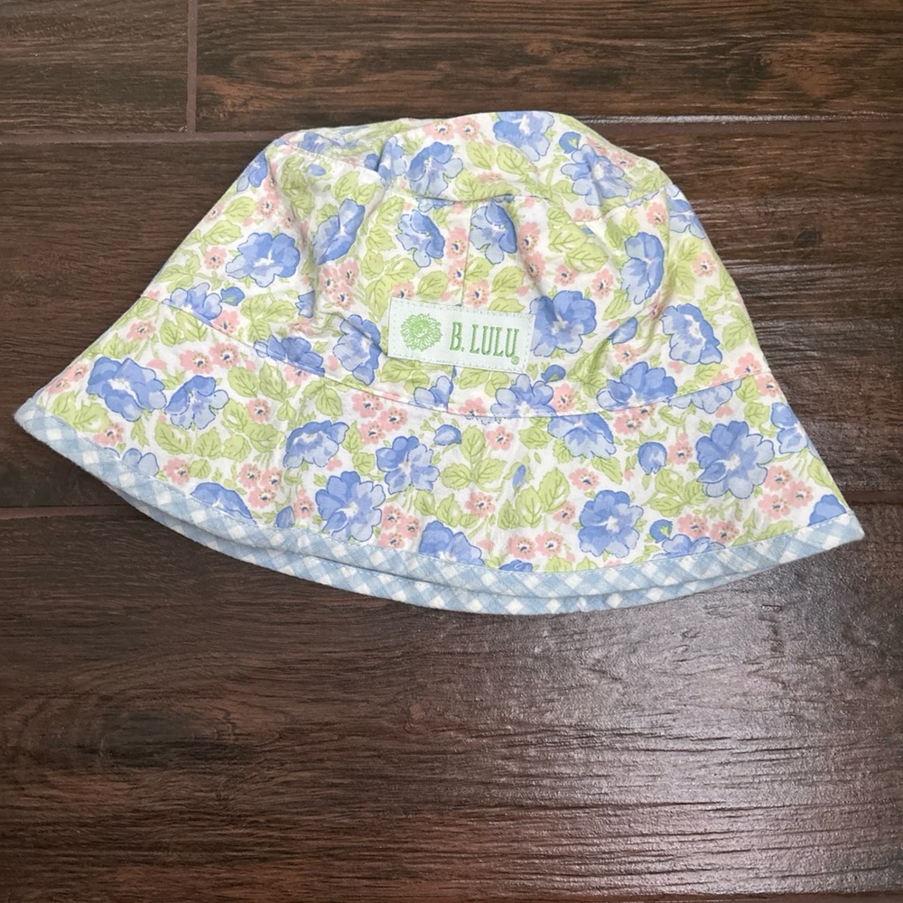 Baby Lulu Los Angeles Blue Pink Spring Poppies Flower Roll Brim Hat 4 5 6 6x